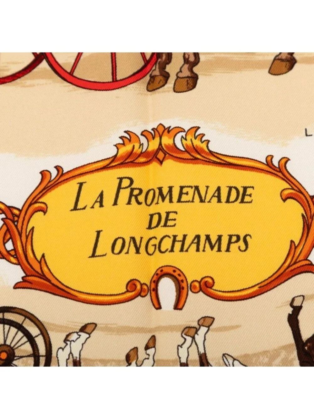 Hermes Carre 90 la Promenade de Longchamps Walk to Long Chien Scarf Beige White